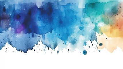 Vibrant Watercolor Paint Splatter Border Generative AI