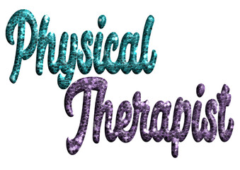 Physical Therapist - Purple and light blue glitter name - three-dimensional effect tubular writing - Vector graphics - Word for presentations, banners, card, prints, cricut, silhouette, sublimation	