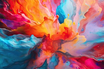 Vibrant Cinematic Abstract Rainbow Painting Wallpaper Generative AI