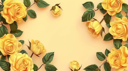 A yellow rose template for greetings, invitations, birthdays, Easter, weddings and other occasions
