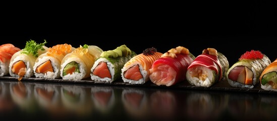Different sushi rolls close-up