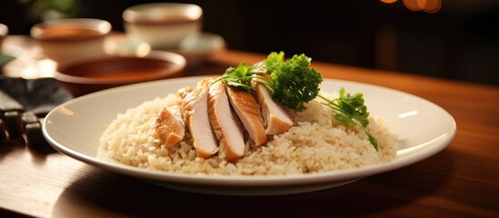 Plate of rice and chicken