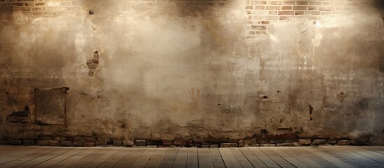 Brick and wood wall with old light texture