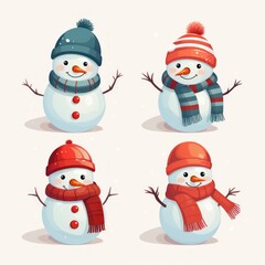 Cheerful Christmas Snowman Illustration Generative AI