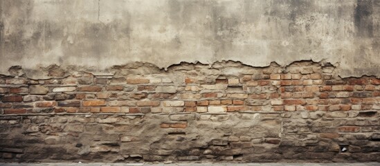 Close-up of weathered ancient stone wall and brickwork - obrazy, fototapety, plakaty