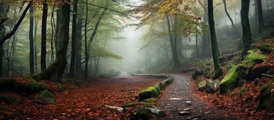 Autumn forest path in Basque country