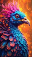 Obraz premium Whimsical Samurai Peacock in Comic Art Style Generative AI