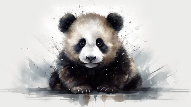 Adorable Watercolor Panda Portrait Generative AI