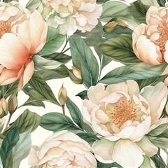 Delicate Floral Watercolor Pattern Generative AI