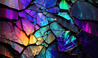 Captivating Iridescent Cracked Surface Texture Generative AI