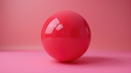 Brilliant Red Spherical Object on Minimal Solid Color Background