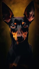 Obraz premium Collage-Inspired Dog Portrait on Dark Background Generative AI