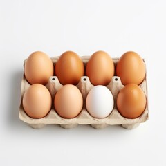 Minimalist Eggs in Carton on White Background Generative AI