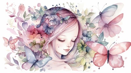 Whimsical Watercolor Fairy and Flowers Generative AI