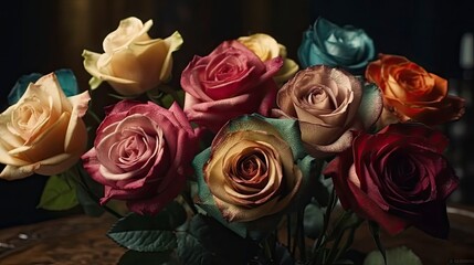 Obraz premium Vibrant Vintage-Inspired Floral Bouquet Generative AI