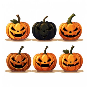 Spooky Halloween Pumpkin Illustrations Generative AI