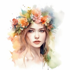 Delicate Floral Crown on White Background Generative AI