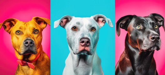 Emotive Canine Portraits Against a Vibrant Background Generative AI - obrazy, fototapety, plakaty