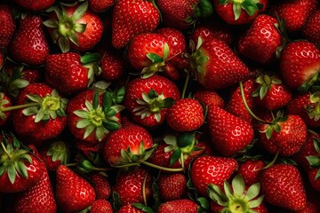 Vibrant Strawberry Field Backdrop Generative AI