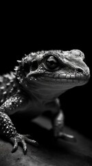 Fototapeta premium Abstract Monochrome Gecko on Dark Background Generative AI