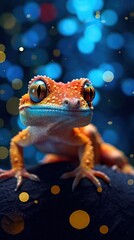 Vibrant Gecko Painting in Bokeh Style Generative AI