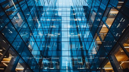 Obraz premium illustration of main building with Stunning Blue Glass Views in the capital city - business background design