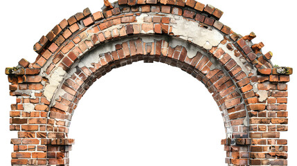 Antique brick archway brick wall a grand entry way on white background,png