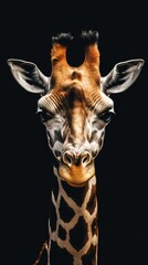 Vintage-Inspired Giraffe Portrait on Dark Background Generative AI