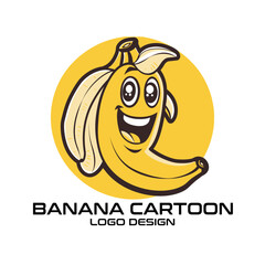 Banana Cartoon Vector Logo Design 