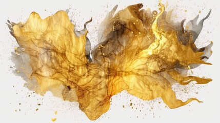 Naklejka premium Captivating Golden Watercolor Stain on Transparent Background Generative AI