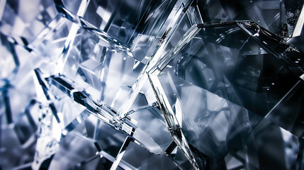 Gray pieces of glass close up reflecting light, background, texture. - obrazy, fototapety, plakaty