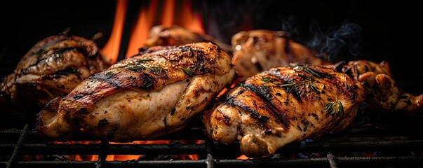 Grilled Chicken on the Barbecue Grill Generative AI - obrazy, fototapety, plakaty