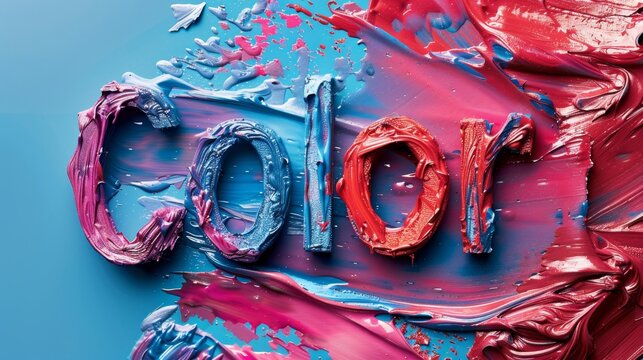 a close up of a colorful painting with the word love