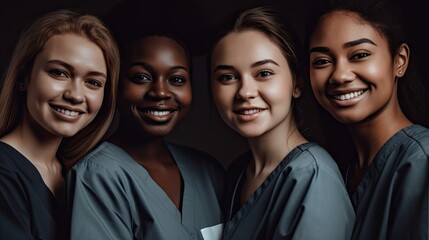 Diverse Nursing Team Portrait Generative AI