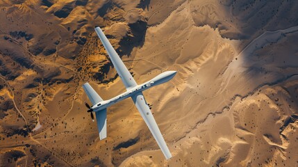 A drone captures the electric blue sky over a rocky desert landscape