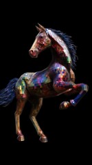 Fototapeta na wymiar Whimsical Pixel Horse in Focus Generative AI