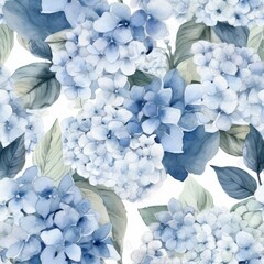 Serene Hydrangea Kimono Watercolor Pattern Generative AI