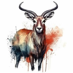 Haunting Antelope - Macabre Illustration in Dark Crayon Style Generative AI