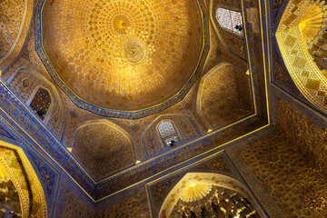 Decorated dome and niches, interior of Gur-e-Amir mausoleum
