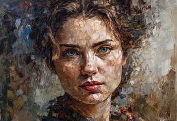 Captivating Portrait Painting of a Woman with Impasto Texture Generative AI - obrazy, fototapety, plakaty
