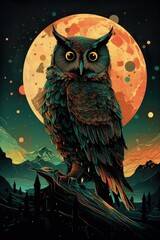 Majestic Owl in Mystical Dark Fantasy Landscape Generative AI