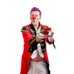 A funny clown with smiling joyful expression