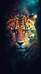 Stylized Jaguar Painting on Dark Background Generative AI
