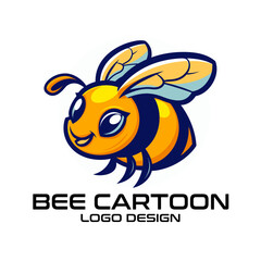 Bee Cartoon Vector Logo Design