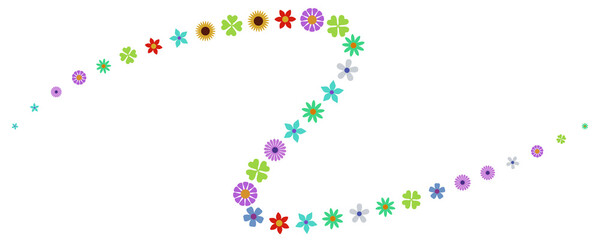 Colorful flower curve. 3d rendering.	