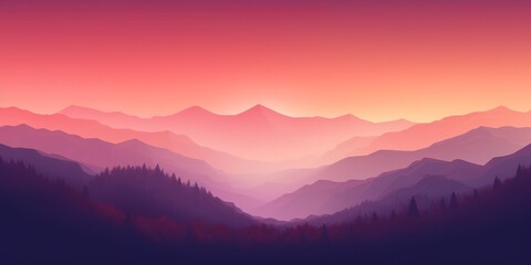 Fototapeta premium Serene Minimalist Mountain Landscape in Warm Coral and Lavender Hues Generative AI