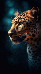 Stylized Leopard Silhouette on Dark Background Generative AI
