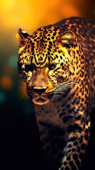 Stylized Leopard Silhouette on Dark Background Generative AI