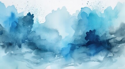 Serene Blue Watercolor Texture Generative AI - obrazy, fototapety, plakaty