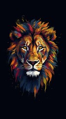Fototapeta premium Majestic Abstract Lion Painting on Dark Background Generative AI